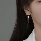 925 Silver Bohemian Circle Zircon Tassel Earrings