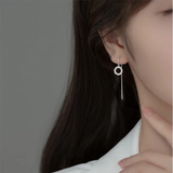 925 Silver Bohemian Circle Zircon Tassel Earrings