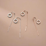 925 Silver Bohemian Circle Zircon Tassel Earrings