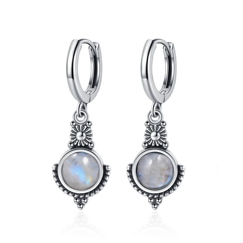 Natural Kyanite Hoop Earrings 925 Silver Gems Labradorite Jewelry