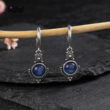 Natural Kyanite Hoop Earrings 925 Silver Gems Labradorite Jewelry