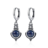 Natural Kyanite Hoop Earrings 925 Silver Gems Labradorite Jewelry
