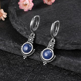 Natural Kyanite Hoop Earrings 925 Silver Gems Labradorite Jewelry