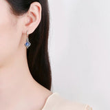 Natural Kyanite Hoop Earrings 925 Silver Gems Labradorite Jewelry