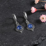 Natural Kyanite Hoop Earrings 925 Silver Gems Labradorite Jewelry