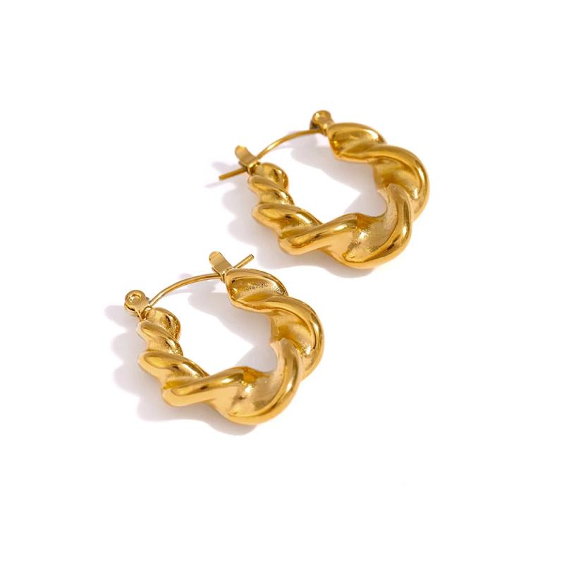 Stainless Steel Twist Hoop Earrings 18K Plated Jewelry Geometric Summer Gift