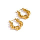 Stainless Steel Twist Hoop Earrings 18K Plated Jewelry Geometric Summer Gift