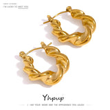 Stainless Steel Twist Hoop Earrings 18K Plated Jewelry Geometric Summer Gift