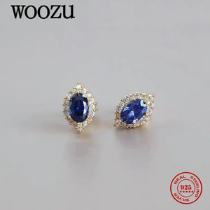 14k Plated 925 Sterling Silver Pave Crystal Zircon Stud Earrings For Women