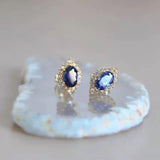14k Plated 925 Sterling Silver Pave Crystal Zircon Stud Earrings For Women