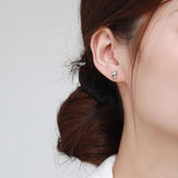Sweet Cat Silver Stud Earrings 925 Sterling Silver CZ Anti-allergy Jewelry
