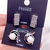 925 Silver Zircon Stud Earrings Mix Style Flower Butterfly Eye Jewelry