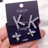 925 Silver Zircon Stud Earrings Mix Style Flower Butterfly Eye Jewelry