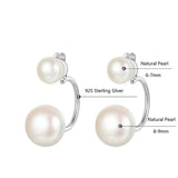 925 Silver Freshwater Pearl Double Stud Earrings Women's Jewelry