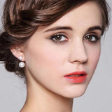 925 Silver Freshwater Pearl Double Stud Earrings Women's Jewelry