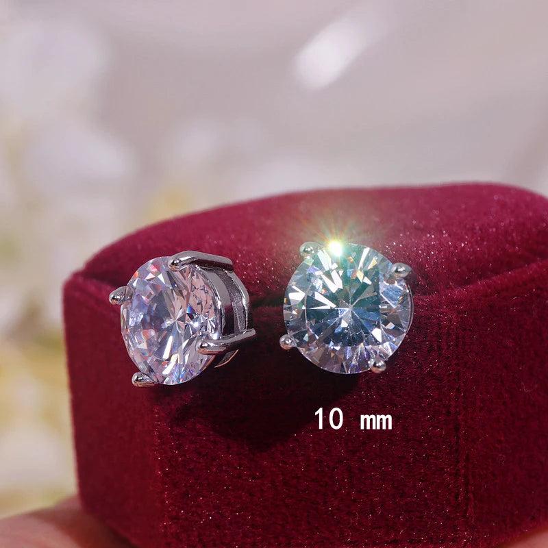 Classic Silver Zircon Stone Stud Earrings Wedding Party Birthday Jewelry