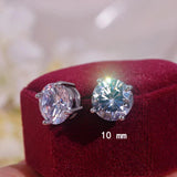 Classic Silver Zircon Stone Stud Earrings Wedding Party Birthday Jewelry