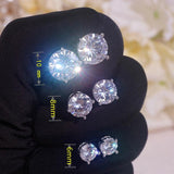 Classic Silver Zircon Stone Stud Earrings Wedding Party Birthday Jewelry