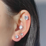Classic Silver Zircon Stone Stud Earrings Wedding Party Birthday Jewelry