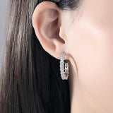 Bohemian CZ Hoop Earrings, Retro Silver Round Design for Women