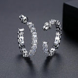 Bohemian CZ Hoop Earrings, Retro Silver Round Design for Women