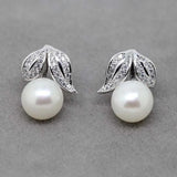 Pearl Stud Earrings 925 Silver Jewelry Bridal Gift Pink