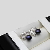 Pearl Stud Earrings 925 Silver Jewelry Bridal Gift Pink