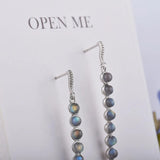 Labradorite Dangle Earrings 925 Silver Circle Jewelry for Women