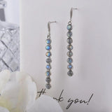 Labradorite Dangle Earrings 925 Silver Circle Jewelry for Women