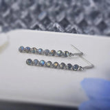 Labradorite Dangle Earrings 925 Silver Circle Jewelry for Women