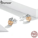 925 Silver Acorn Stud Earrings Shining Statement Jewelry SCE935