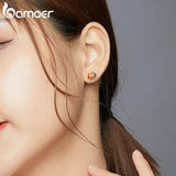 925 Silver Acorn Stud Earrings Shining Statement Jewelry SCE935