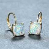 Fire Opal Earrings Silver Crystal Hoop Earrings For Women