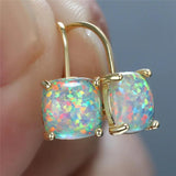 Fire Opal Earrings Silver Crystal Hoop Earrings For Women