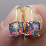 Fire Opal Earrings Silver Crystal Hoop Earrings For Women