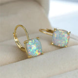 Fire Opal Earrings Silver Crystal Hoop Earrings For Women