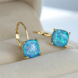 Fire Opal Earrings Silver Crystal Hoop Earrings For Women