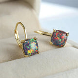 Fire Opal Earrings Silver Crystal Hoop Earrings For Women