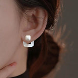 925 Silver Vintage Square Earrings Women Allergy-Free Party Jewelry Gift