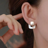 925 Silver Vintage Square Earrings Women Allergy-Free Party Jewelry Gift