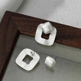 925 Silver Vintage Square Earrings Women Allergy-Free Party Jewelry Gift