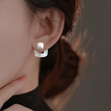 925 Silver Vintage Square Earrings Women Allergy-Free Party Jewelry Gift