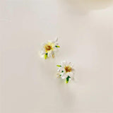 Ceramic Glaze Flower Earrings Lily Studs for Women