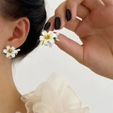 Ceramic Glaze Flower Earrings Lily Studs for Women