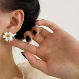 Ceramic Glaze Flower Earrings Lily Studs for Women