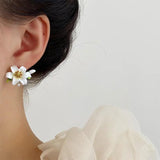 Ceramic Glaze Flower Earrings Lily Studs for Women