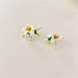 Ceramic Glaze Flower Earrings Lily Studs for Women