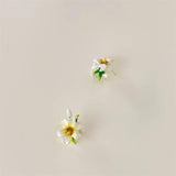 Ceramic Glaze Flower Earrings Lily Studs for Women