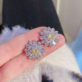 Yellow Cubic Zircon Dangle Earrings Heart Crystal Jewelry