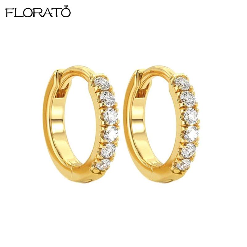 925 Sterling Silver Small Hoop Earrings Crystal Minimalist Jewelry